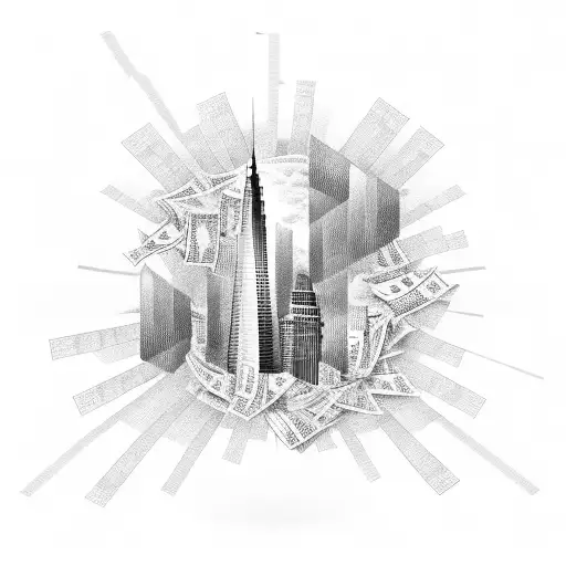 A Skyscraper Made Of Dollar Bills With Music Notes As Windows