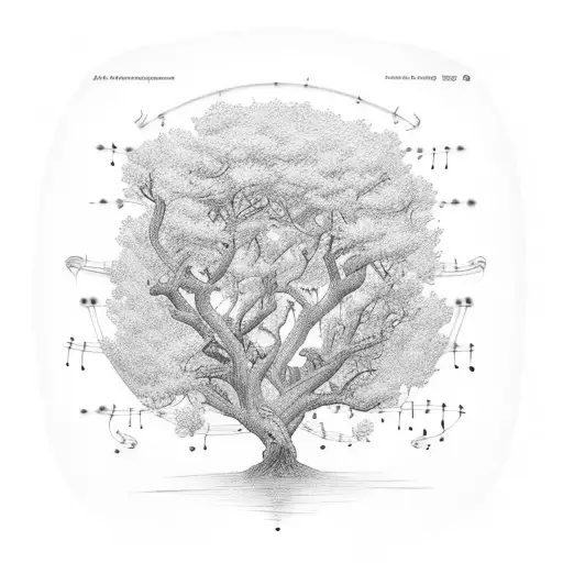 A Tree With Branches Made Of Music Sheets