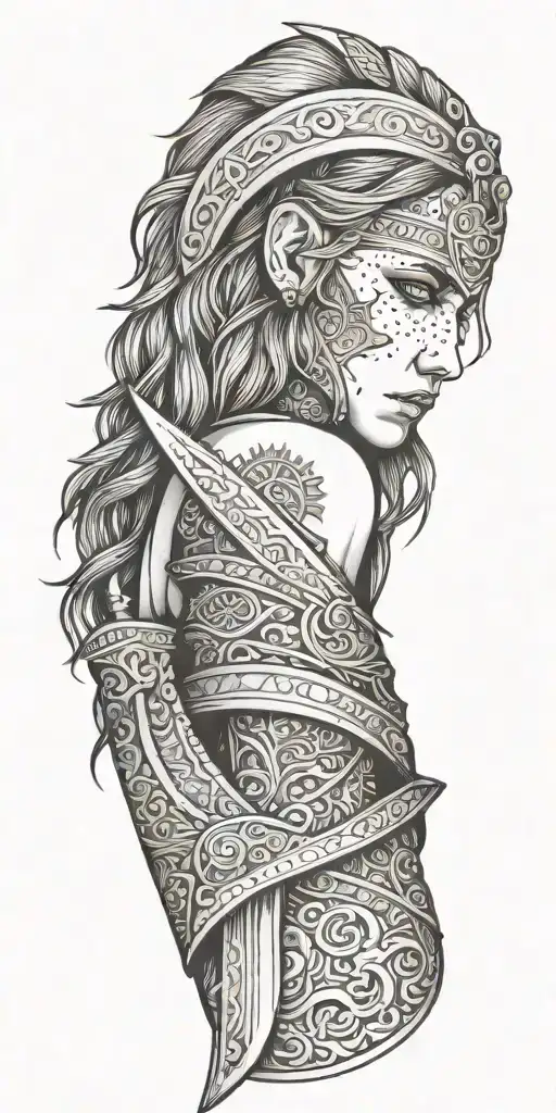 Viking Women Bloody Sword Cuff Tattoo Wraps