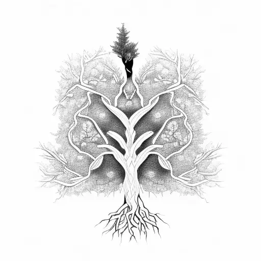 An Intricate Tree Of Life With Roots Breaking Through Chains