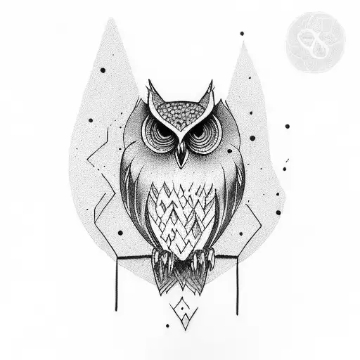 Girl Keep Knife In Right Hand With Blue Owl