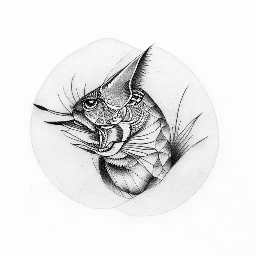 An Old School Tattoo Of An Animal In Dotwork Style