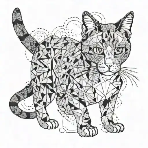 A Sleek And Elegant Cat With Intricate Geometric Patterns Inspired By Veterinary Tools