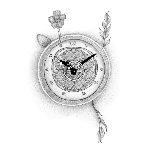 Clock With Flower For Arm