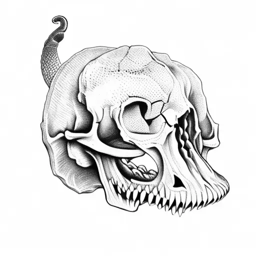 Rattlesnake Head As A Skull With The Rattle As Spine Virtabre