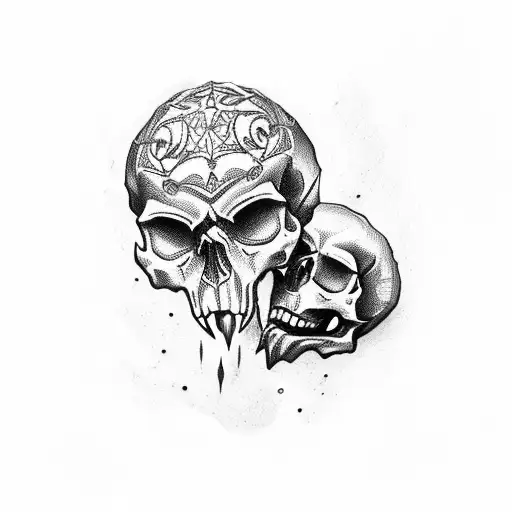 Skull Biting Metal Chains