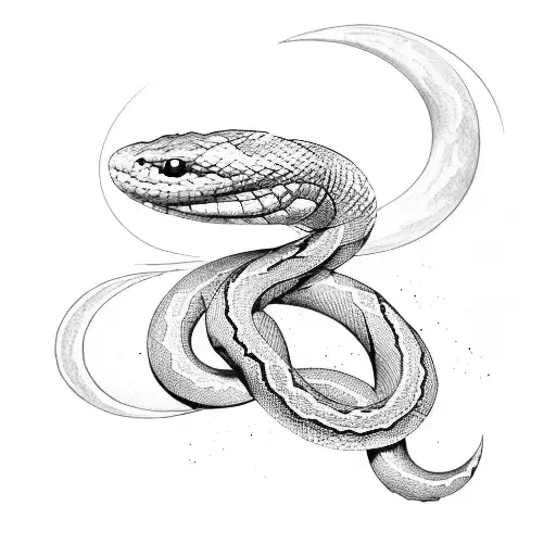 Snake And Moon With Murcery