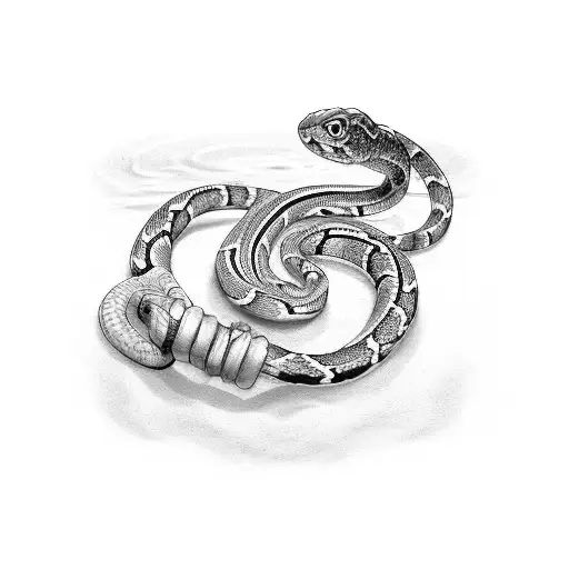 Barbell With A Snake Wrapped Around The Weights