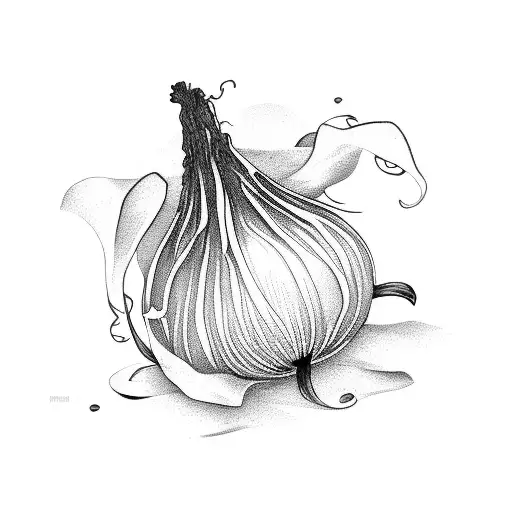 A Black And White Fine Line Style Of A Spring Onion