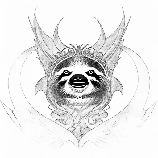 A Sloth With Dragon Wings In A Brazilian Jiu-jitsu Gi With A Black Belt Tattoo