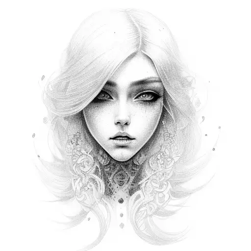 A Beautiful Girl With A Serious Face And Long Hair