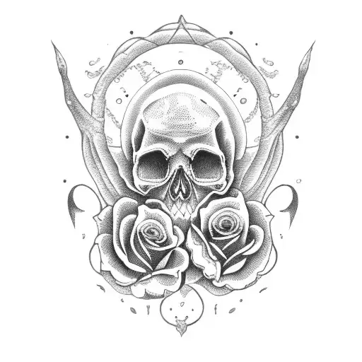 Ocean With Skull And Roses