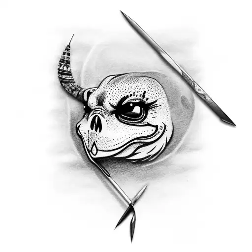 Create A Dotwork Tattoo Of A Bandit With A Bow And Arrow