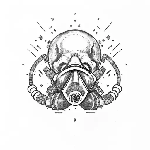 Skull Wearing A Gas Mask
