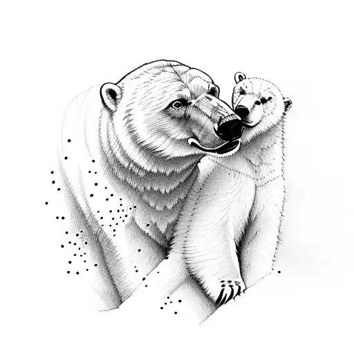 Polar Bear Dad And Cub