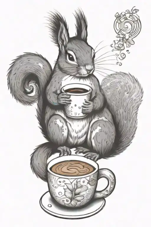 Squirrel And Chipmunk Having Coffee Together Symbolizing