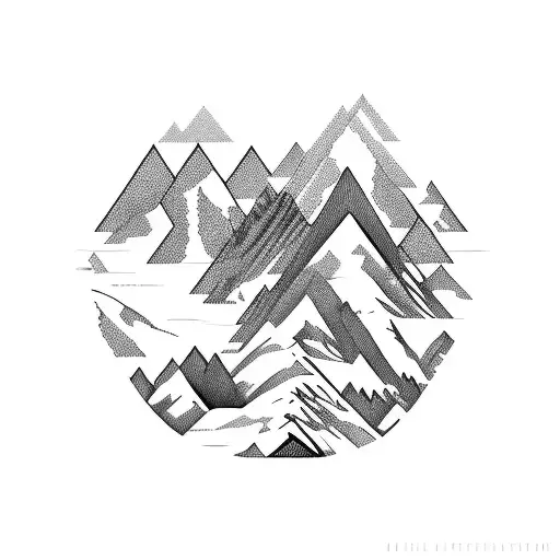 An Abstract Mountain Landscape With Hidden Animals Inspired By Conceptual Art