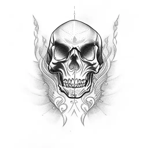 Simple Tattoo Fire Skull