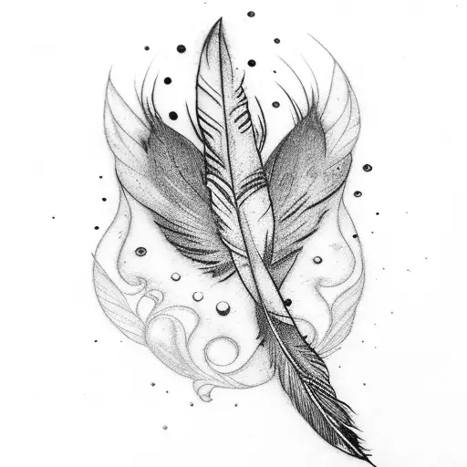 One Textured Feather Vertical With A Fairy On Top