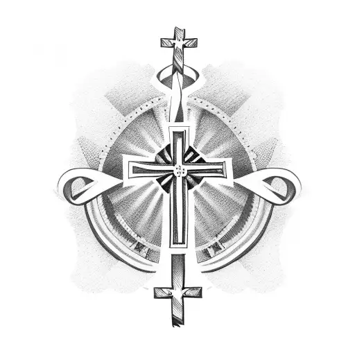 Cross With Cancer Ribbon Around It