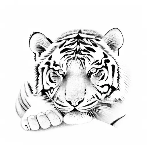 Tiger Laying On Piano