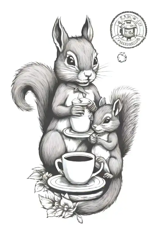 Squirrel And Chipmunk Having Coffee Together Representing The Client's Love