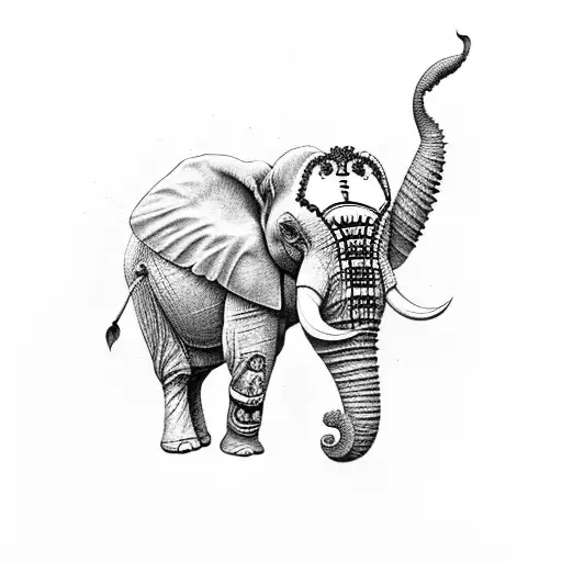 Elephant With Sunflowers And Butterflies