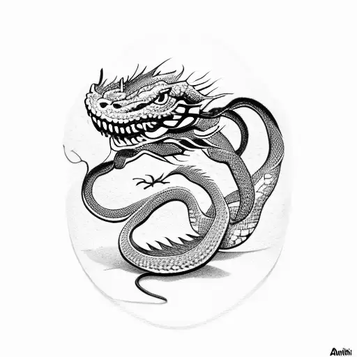 Snake With Chinese Dragon
