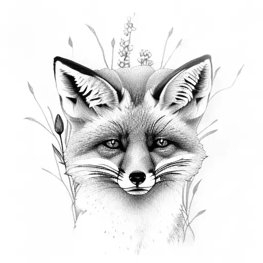 Fox With Lilies In Front Of The Number 33