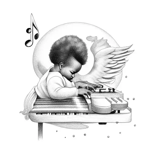 Black Baby Angel Playing Soul Music On The Keyboard