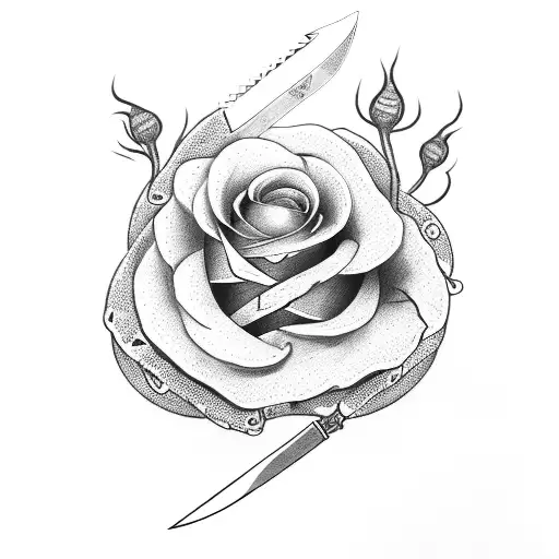 Knife With Rose And Snake