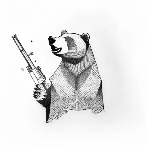 Bear Holding A Rifle