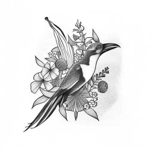 Alyssum Flower With A Bird Of Paradise Flower