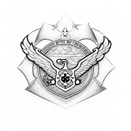 Us Air Force Logo In Gothic Style With Skull And Crossbones