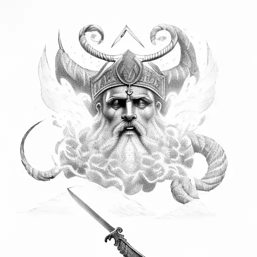 Zeus With Sword And Lightning