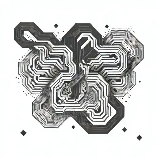 An Abstract Geometric Line Pattern Inspired By Coding Languages For Arm Around