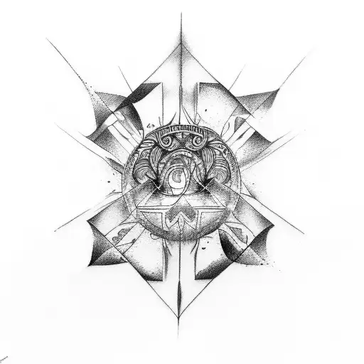 Tattoo Template Of The Result Of The Fusion Between The Symbols Of Aquarius And Gemini