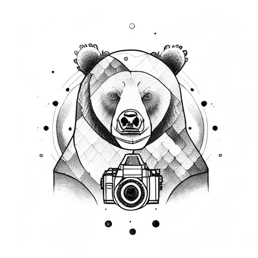 Bear In The Water Holding A Camera
