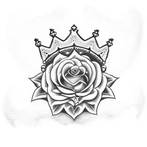 Crown Surrounded By Hearts And Roses