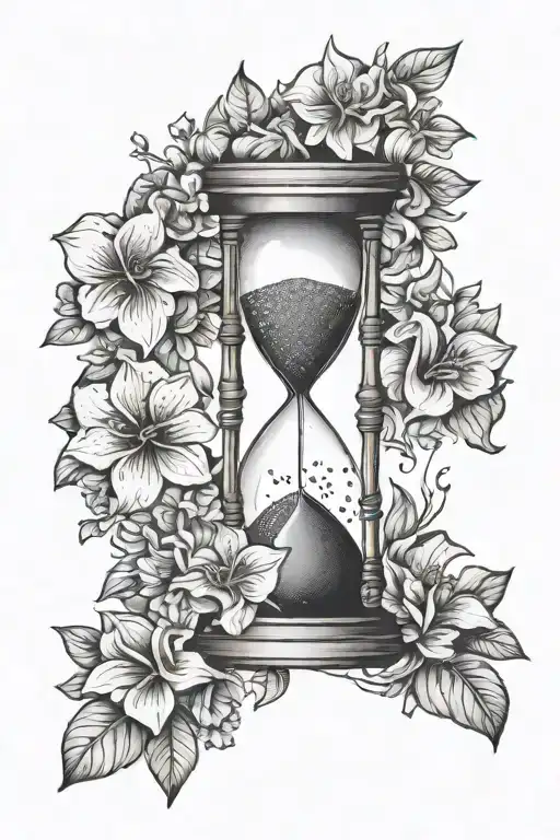 Hourglass Surrounded By Flowers