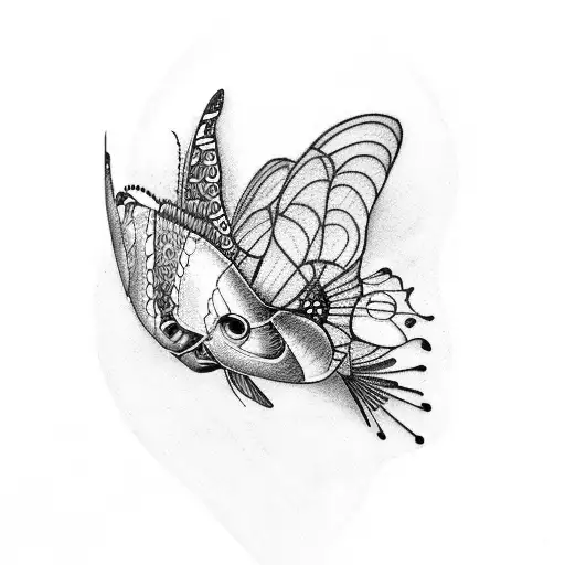 Butterfly And 2 Fish