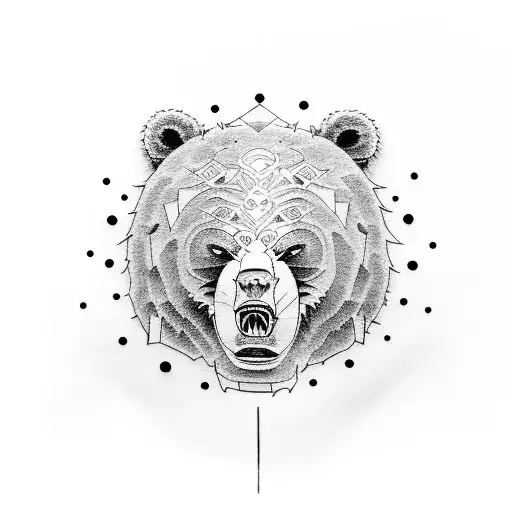 Full-length Angry Bear In Japanese Style