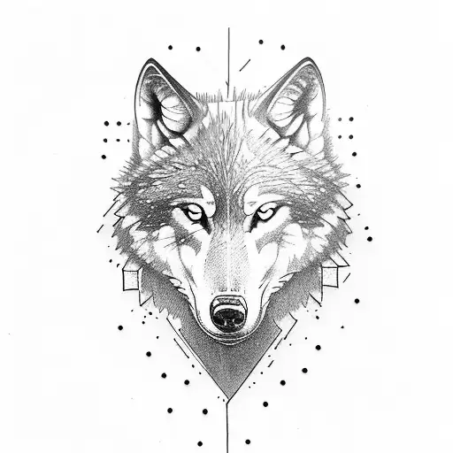 Wolf Fron Viev Legs Vith Initial V