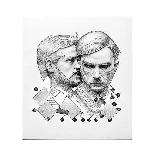 Father And Son Made Of Color Puzzle