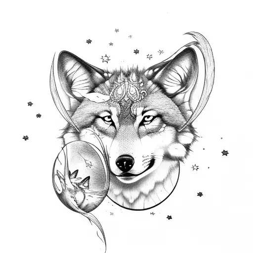 Butterfy Wolf And Moon
