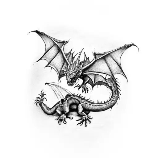 Realistic Dragon Perched On A Rock