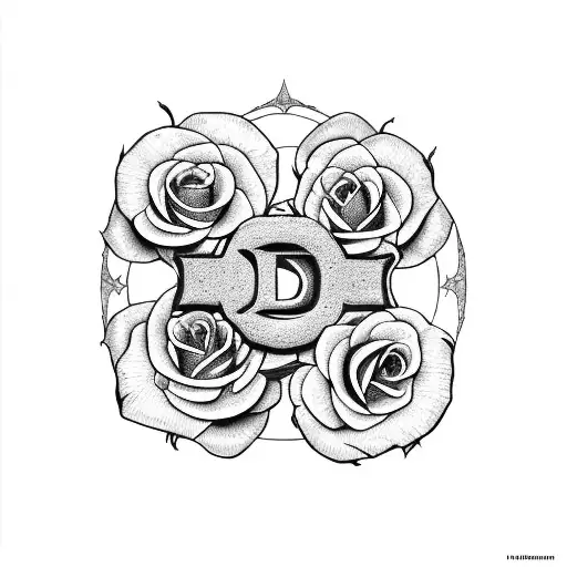 The Letter D With Roses And A Sword