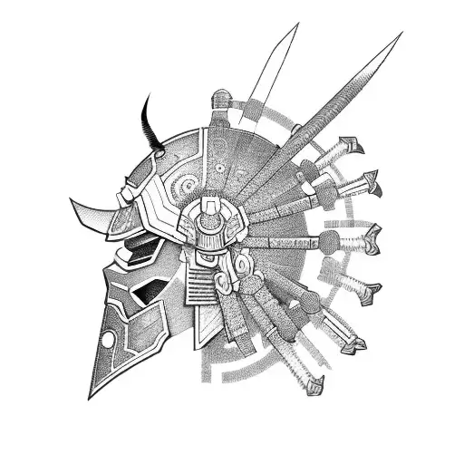 Modern Samurai Helmet With Oni Mask