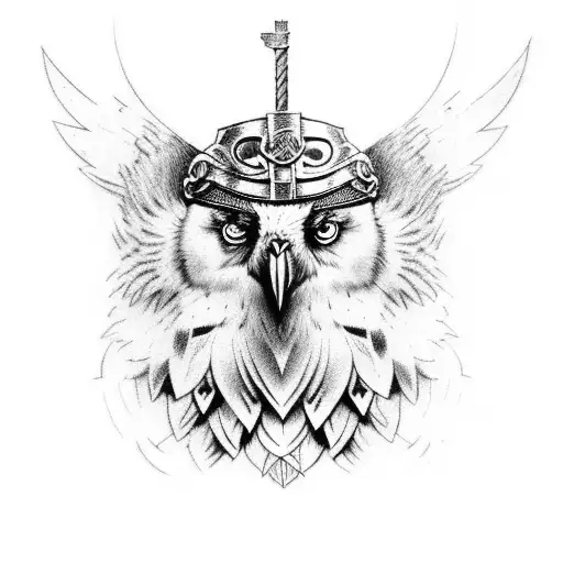 God Odin With Ravens And Owls