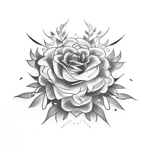 Create A Tattoo Of A Dark Floral Arrangement With Hidden Musical Symbols